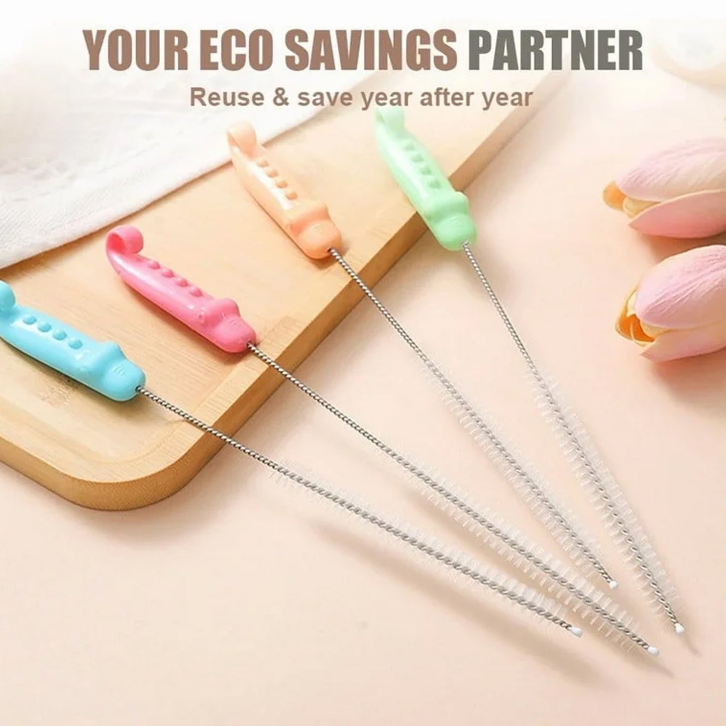 Wukusy bottle spout cleaning brush with ergonomic handle, 22 cm long, designed for cleaning bottles and narrow openings.
