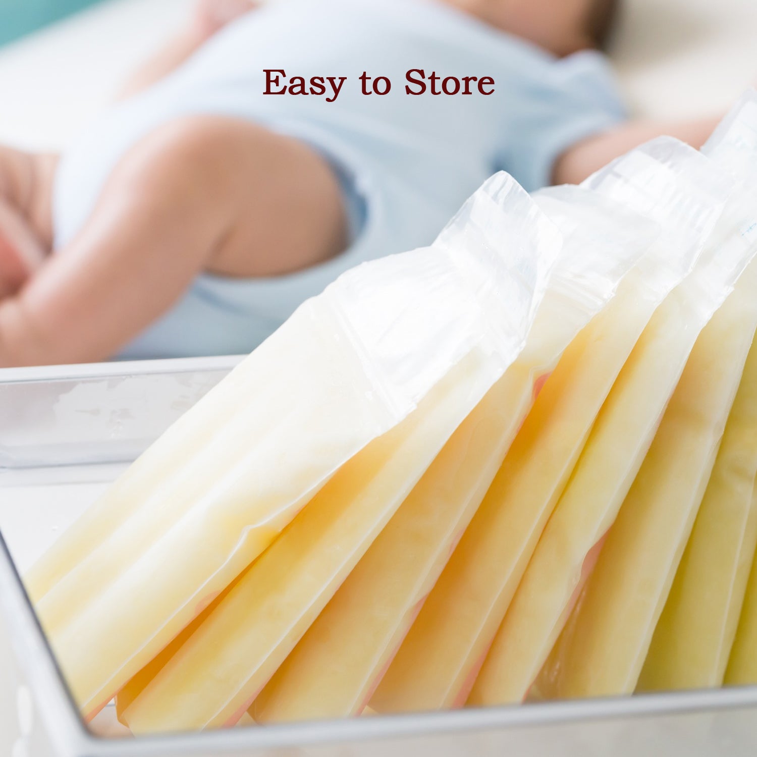 Wukusy breastmilk storage bags with double zipper seal, designed for safe and secure storage of expressed breast milk.
