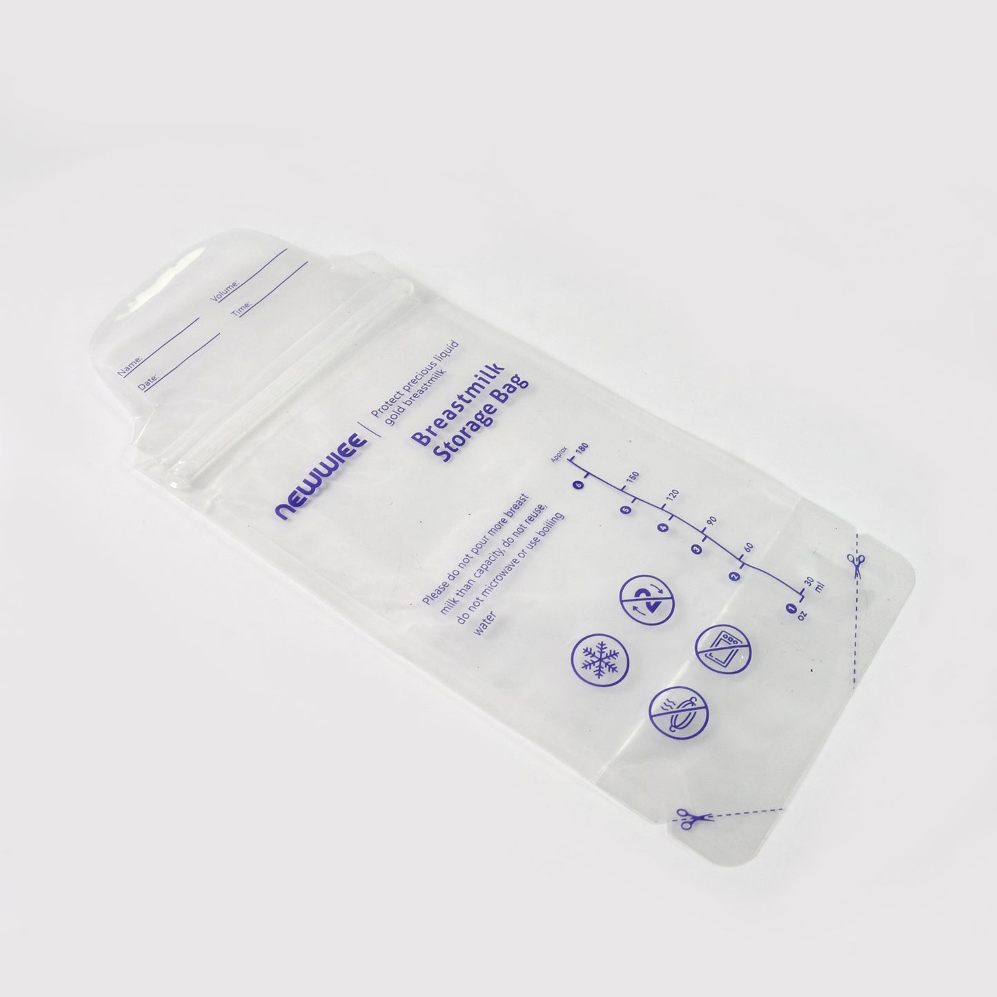 Wukusy breastmilk storage bag with double zipper seal, designed for safe and convenient storing of expressed milk at home.
