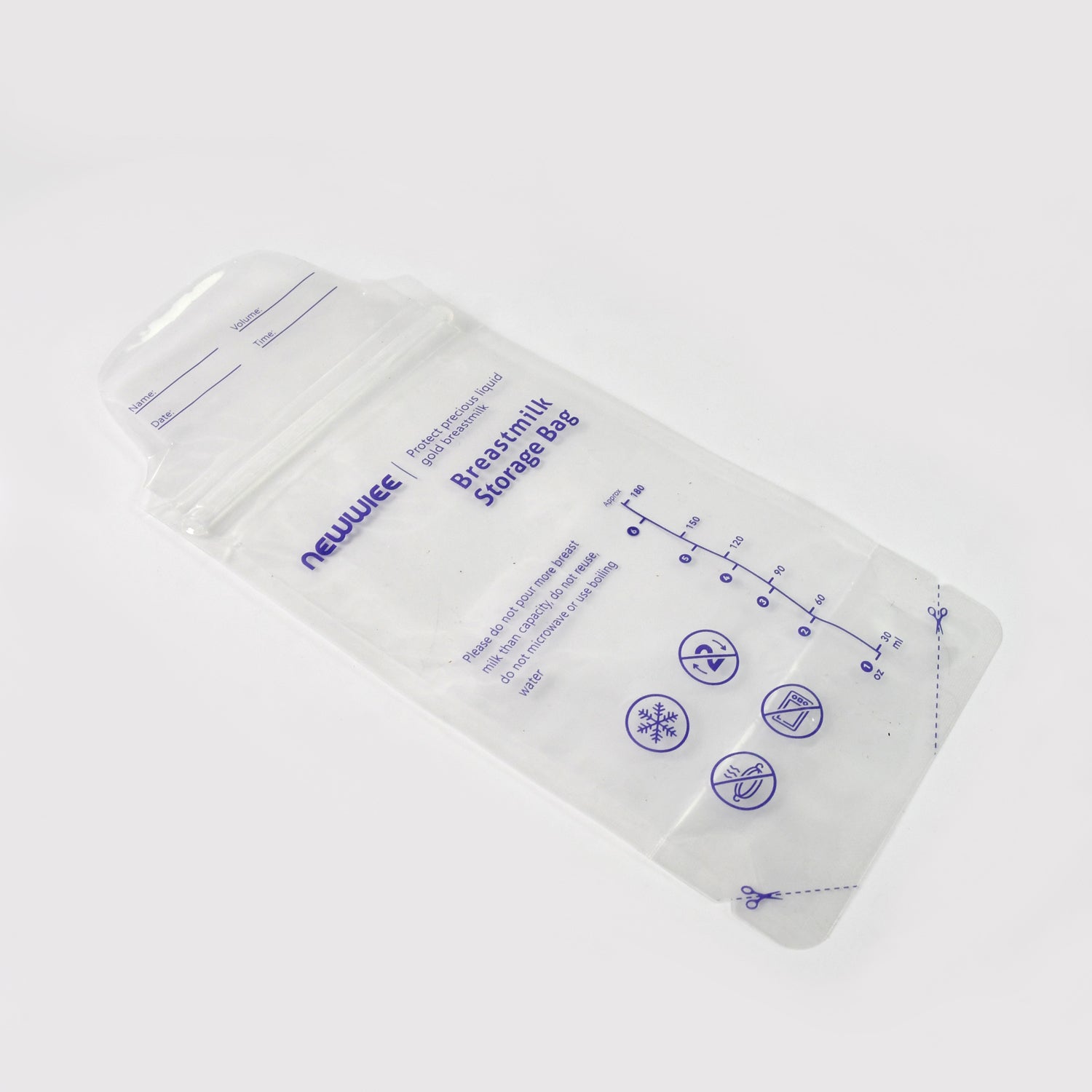 Wukusy breastmilk storage bag with double zipper seal, designed for safe and convenient storing of expressed milk at home.