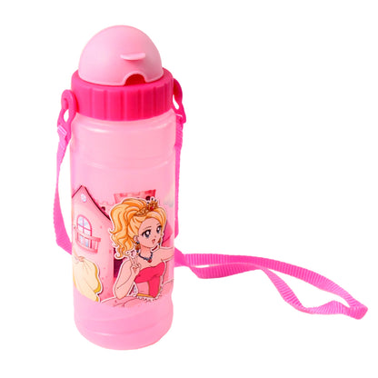 Wukusy cartoon printed water bottle, 550ml capacity, colorful design, made for home and kitchen use.