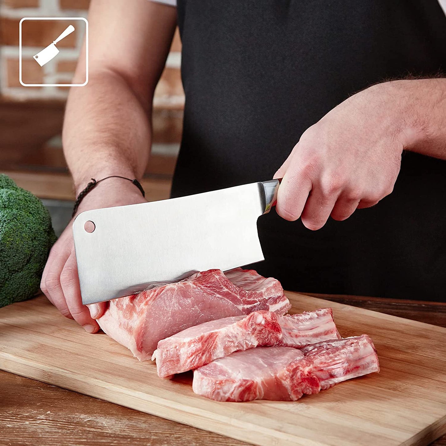 Wukusy chopping board and knife set with five durable wooden boards and stainless steel knives for kitchen prep.