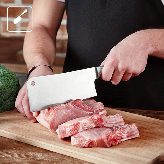 Wukusy chopping board and knife set with five durable wooden boards and stainless steel knives for kitchen prep.