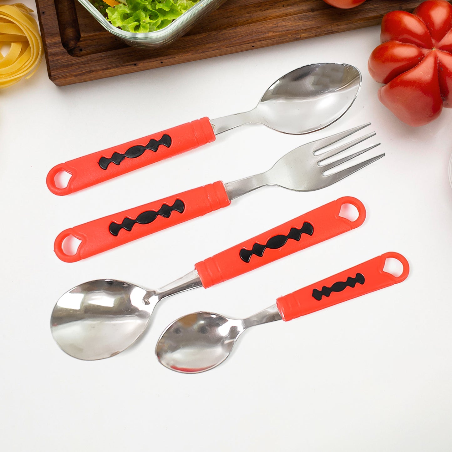 Wukusy 24-piece stainless steel classic cutlery set with stand, including forks, knives, spoons for dining table use