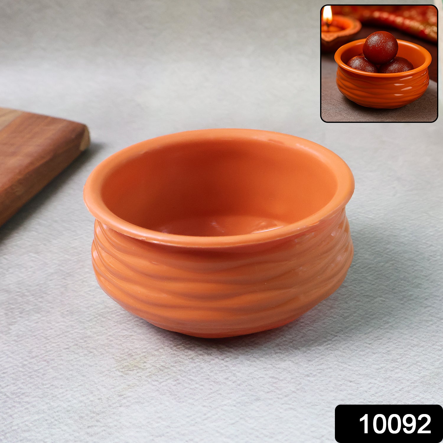 Wukusy classic terracotta-style Handi bowl for home and kitchen use, showcasing its rustic design and durable ceramic texture.
