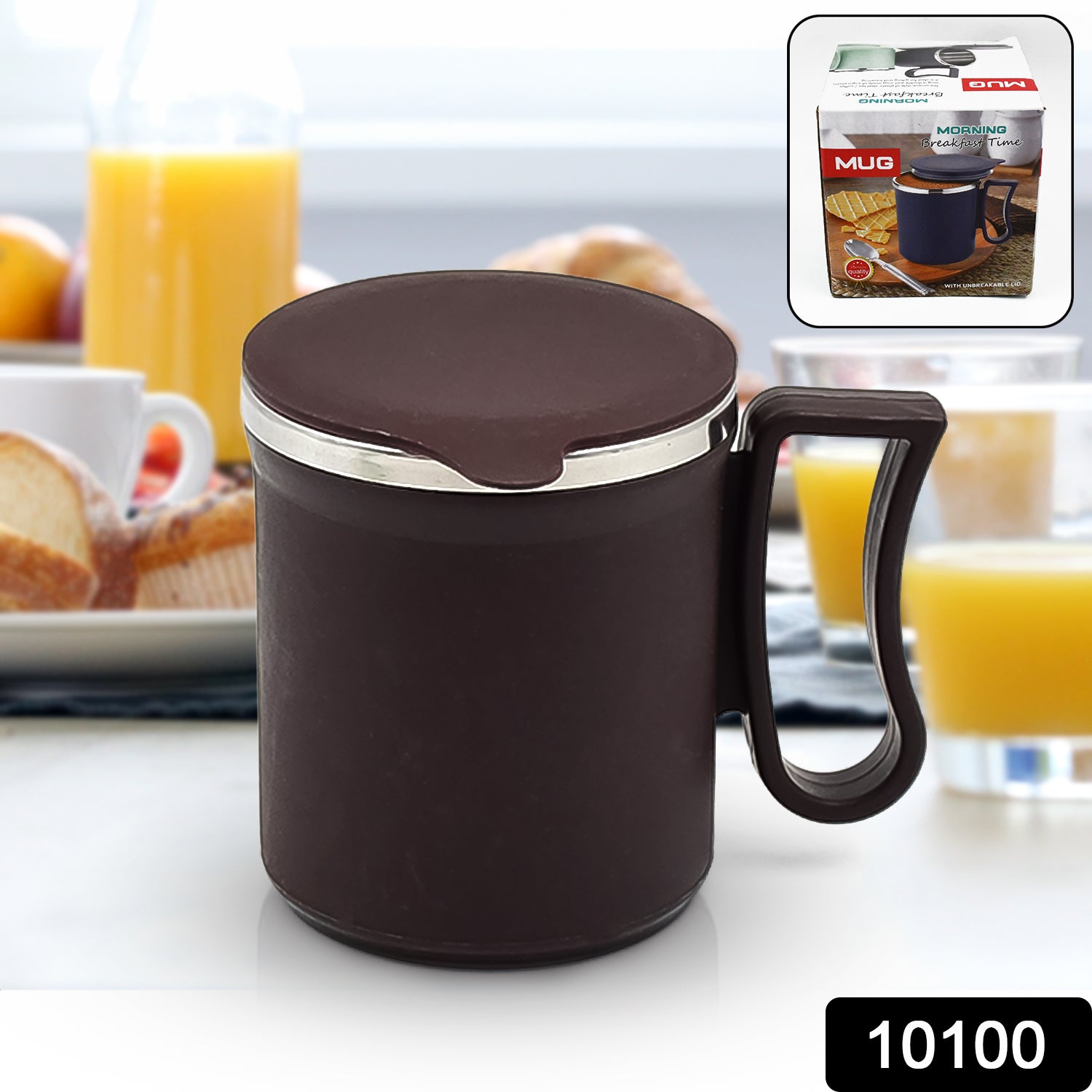 Wukusy stainless steel coffee mug with lid and handle, plastic-covered, in random color, approximately 200 ml capacity.