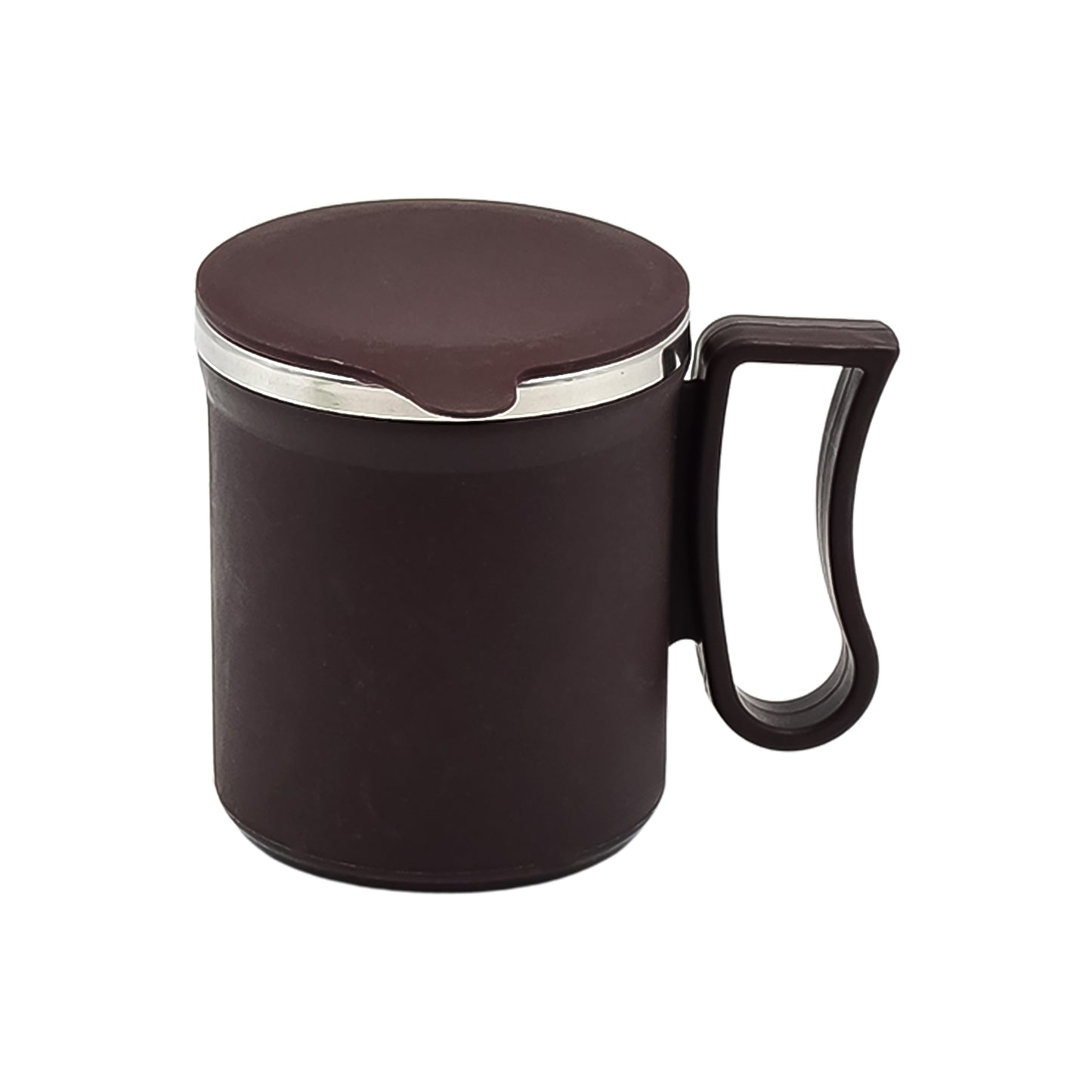 Wukusy stainless steel coffee mug with lid and handle, plastic-covered, approximately 200ml, in a random color for home and kitchen use.