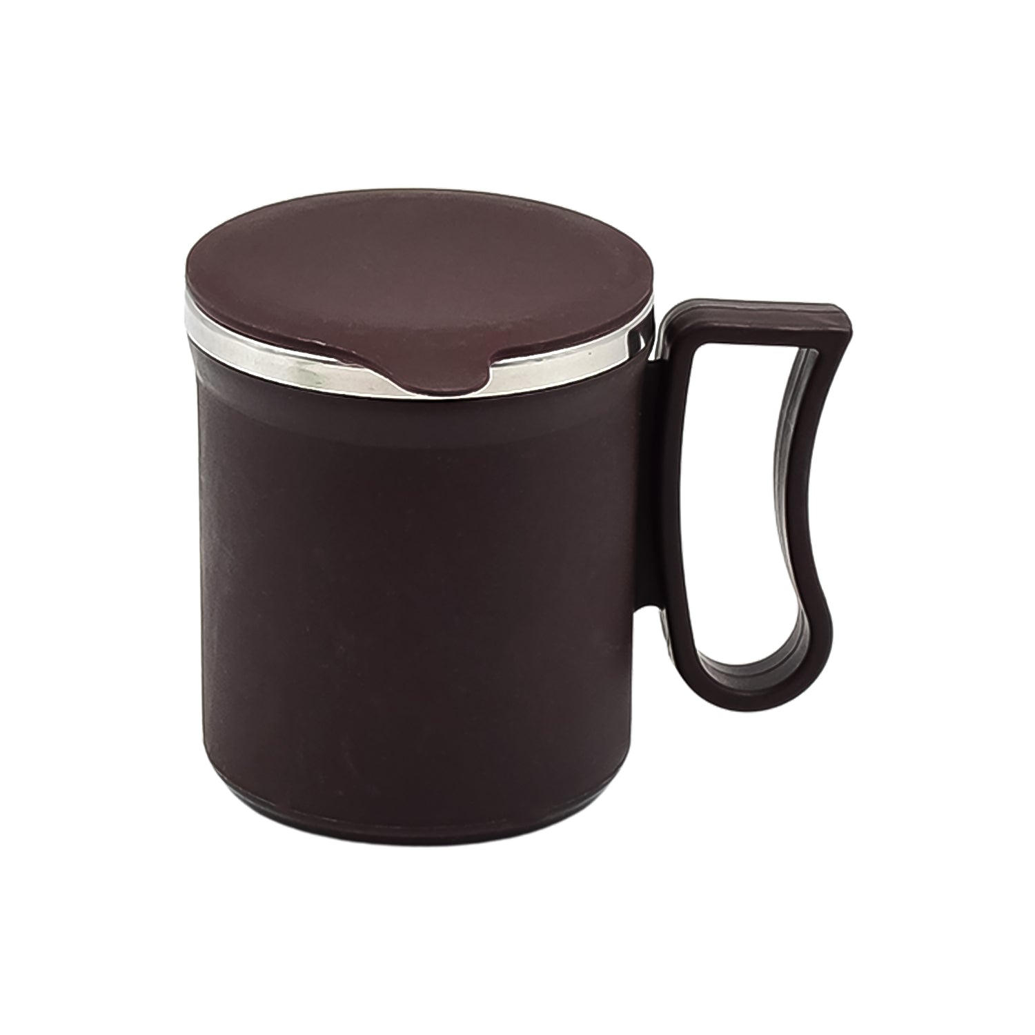 Wukusy stainless steel coffee mug with lid and handle, plastic-covered, approximately 200ml, in a random color for home and kitchen use.