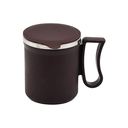 Wukusy stainless steel coffee mug with lid and handle, plastic-covered, approximately 200ml, in a random color for home and kitchen use.