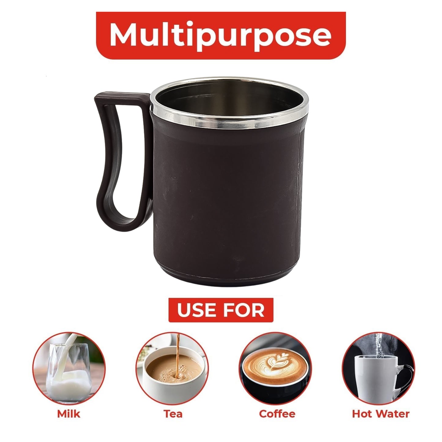 Wukusy stainless steel coffee mug with lid and handle, plastic-covered, 200ml, in a random color, suitable for home and kitchen use.