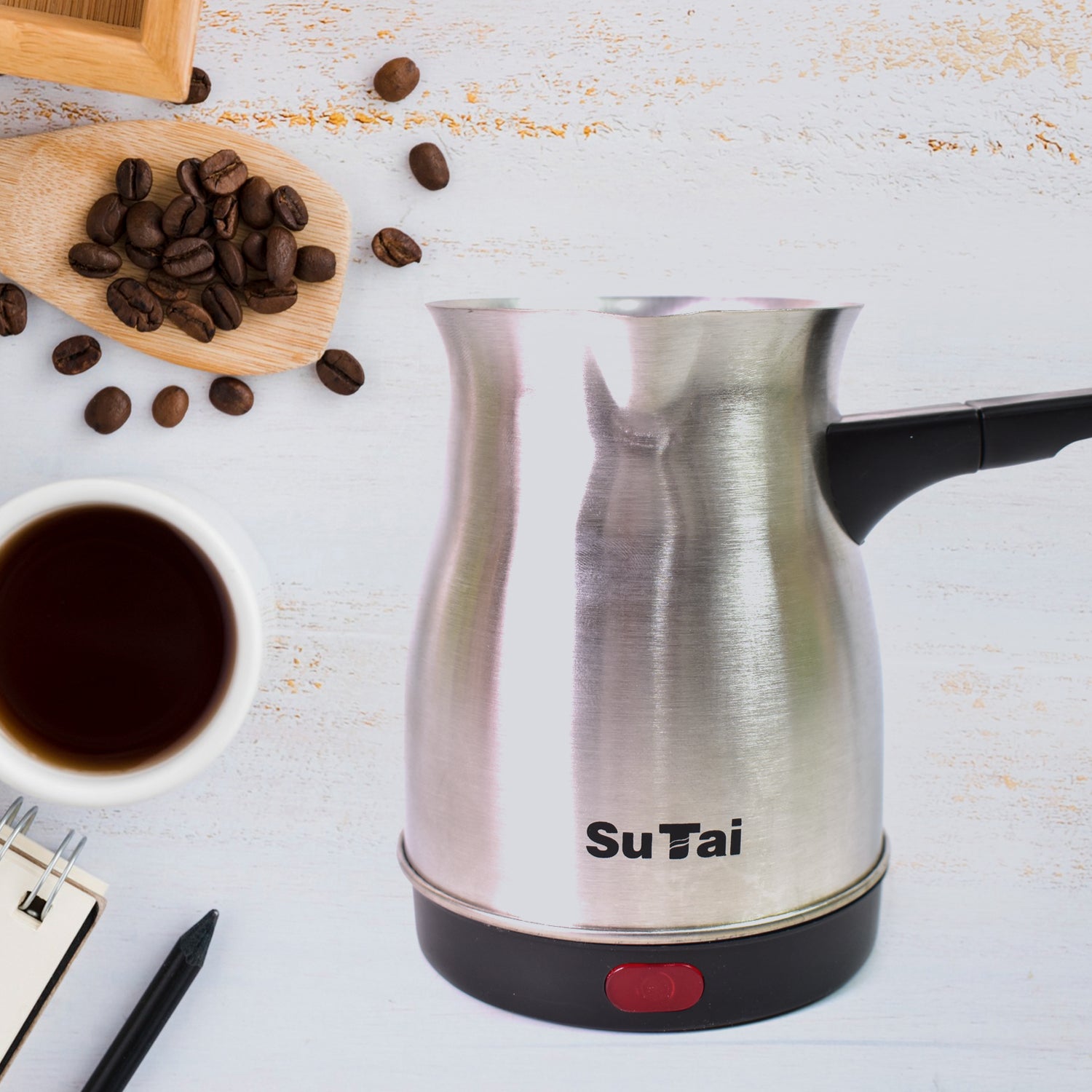 Wukusy 800ml coffee pot and tea kettle, home kitchen appliance with even heating for making coffee and tea.