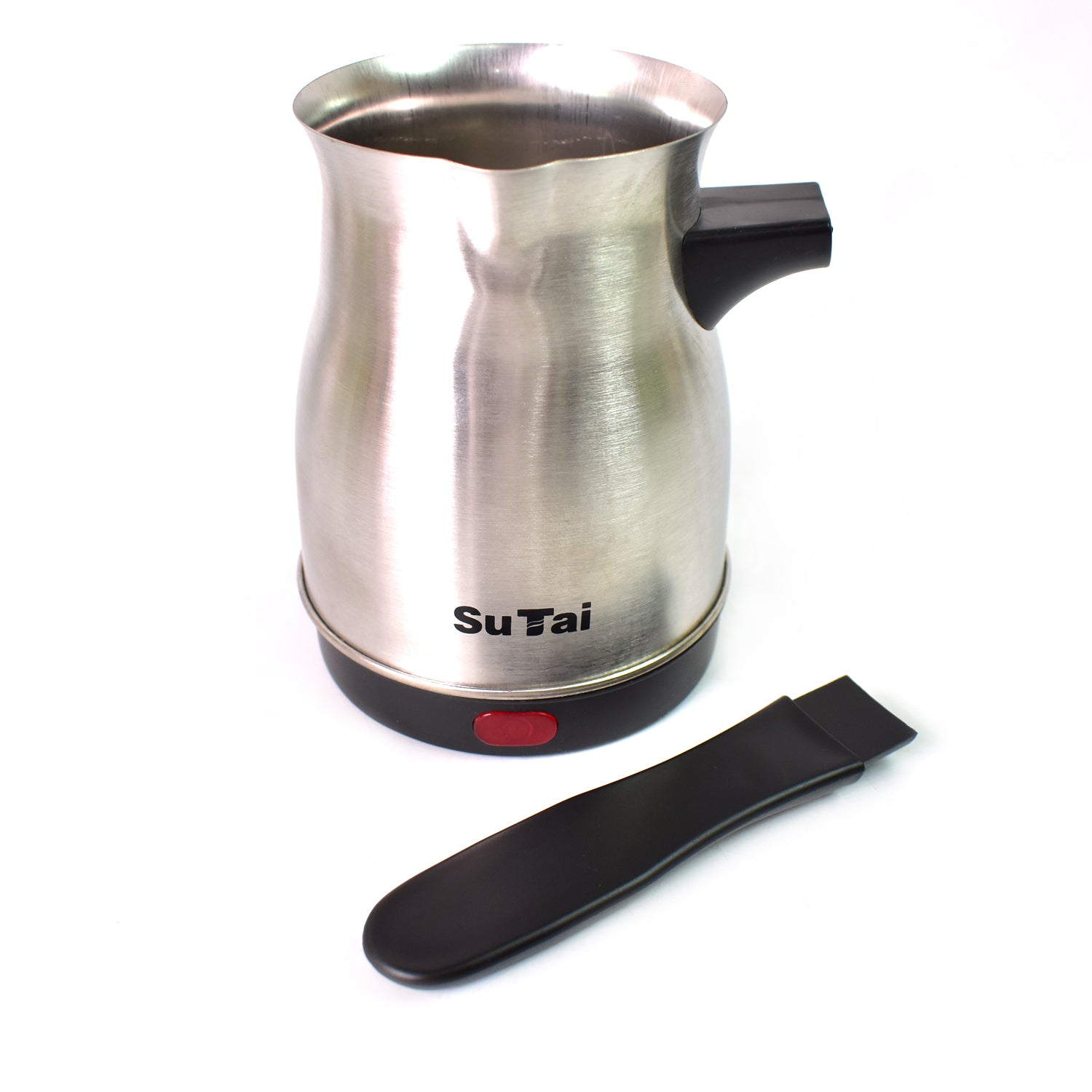 Wukusy 800ml coffee pot and tea maker kettle with even heating, suitable for home kitchen use, black stainless steel design