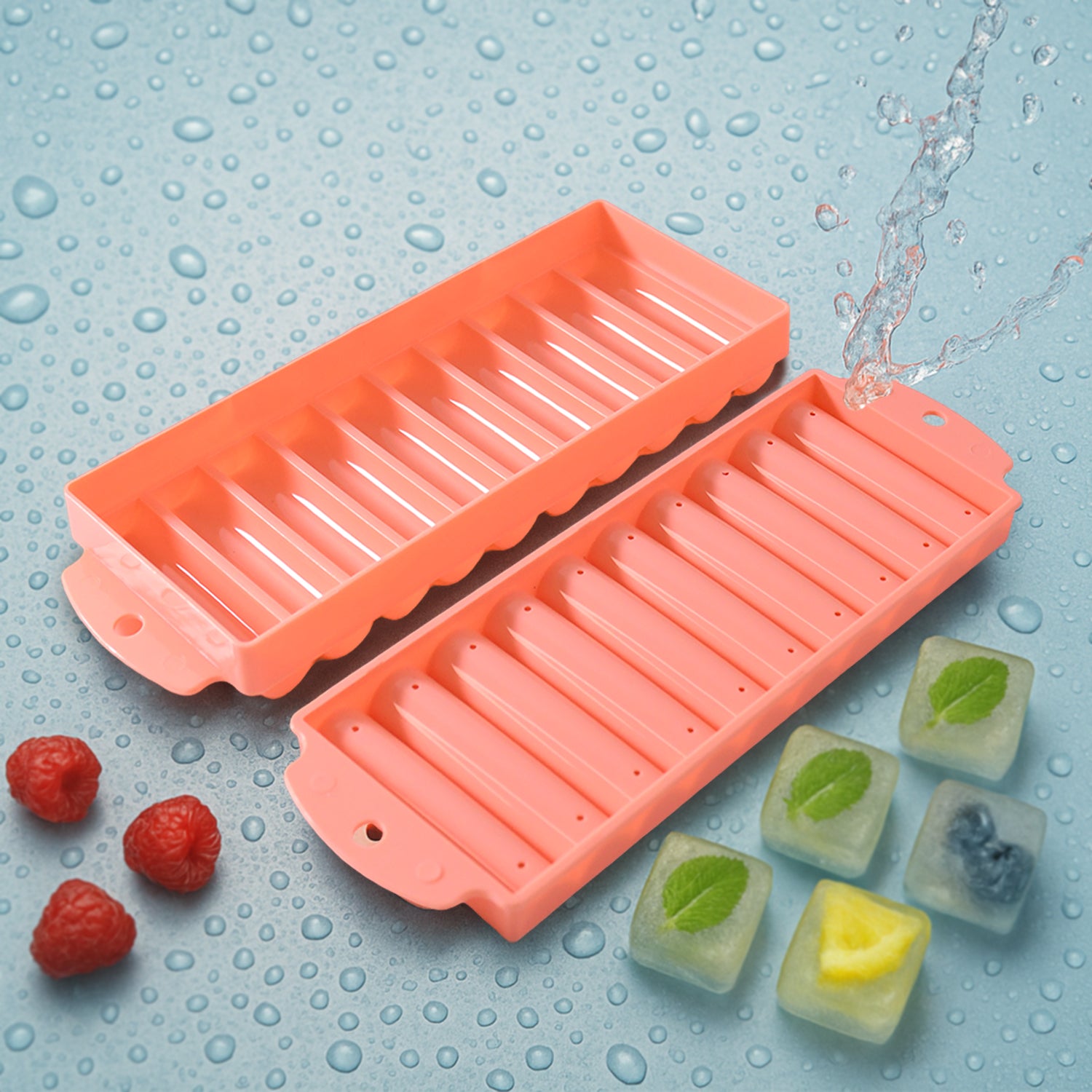 Two Wukusy compact plastic ice stick trays for home and kitchen use, perfect for making ice sticks easily.