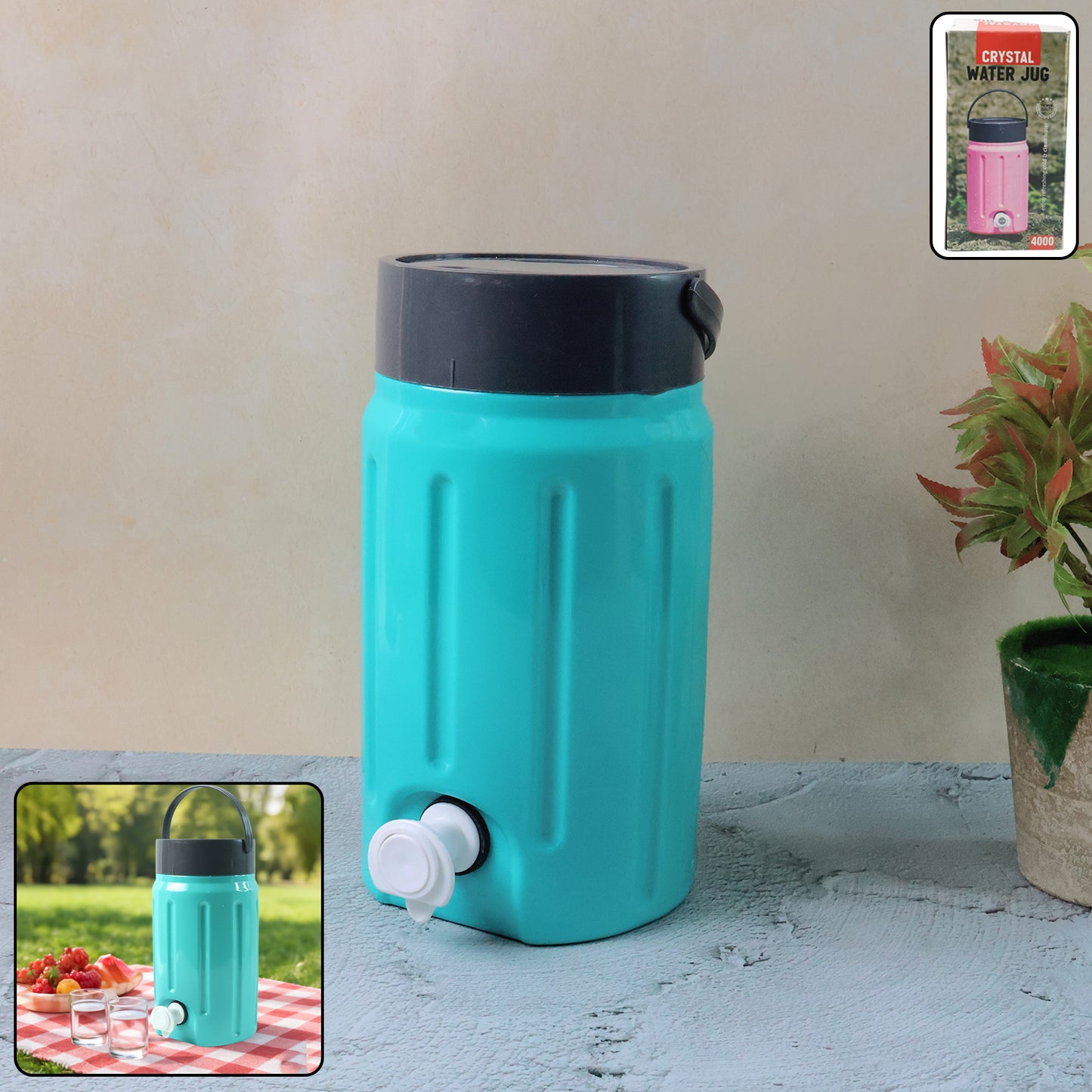 Wukusy crystal water jug, 2-litre capacity, clear glass with a handle, ideal for home and kitchen use.