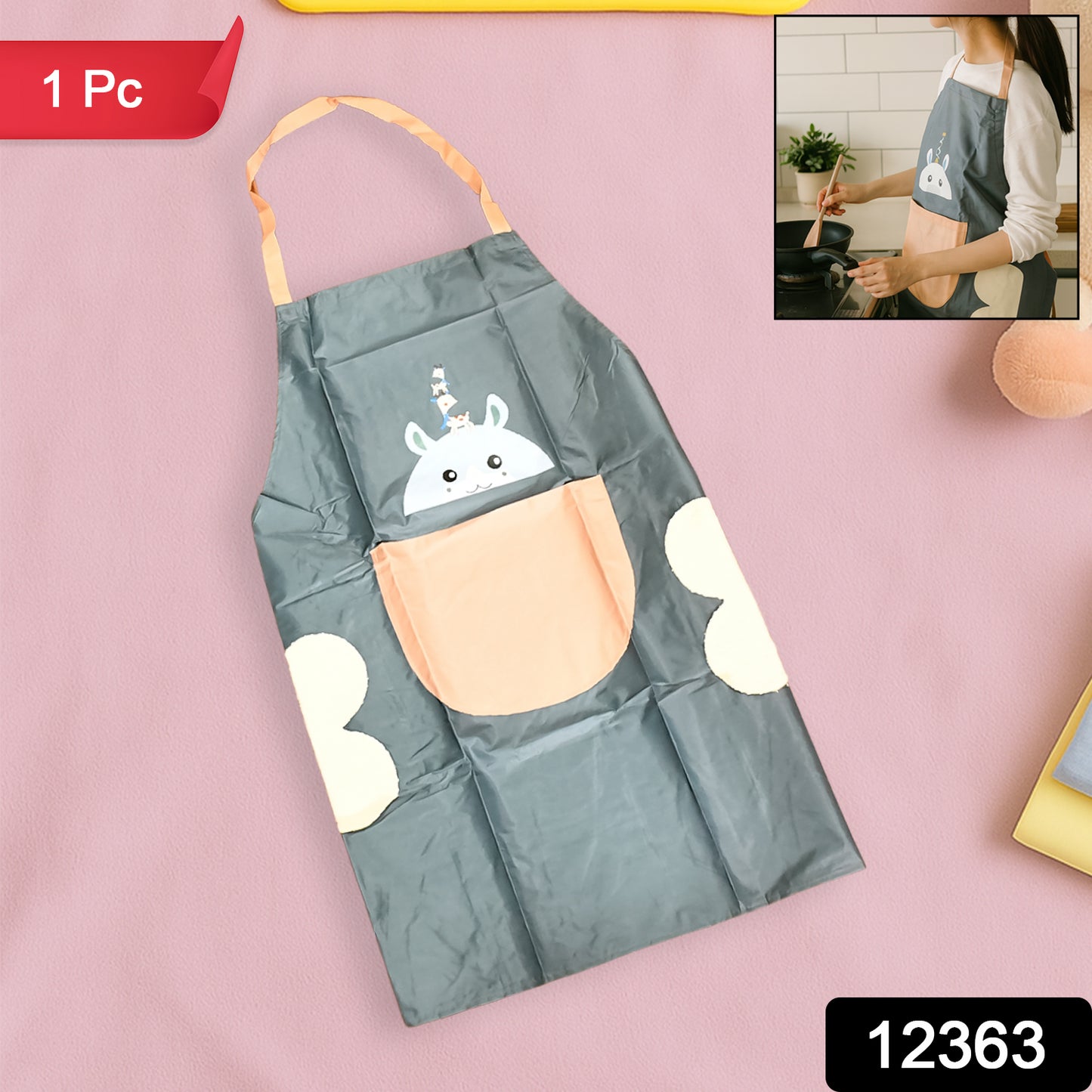 Wukusy cute cartoon animal design kitchen apron with colorful animal illustrations, perfect for home cooking and baking.