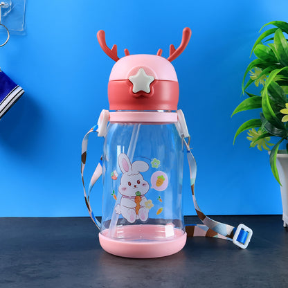 Cute cartoon water bottle by Wukusy, 450ml capacity, with colorful design, perfect for kids or everyday use.
