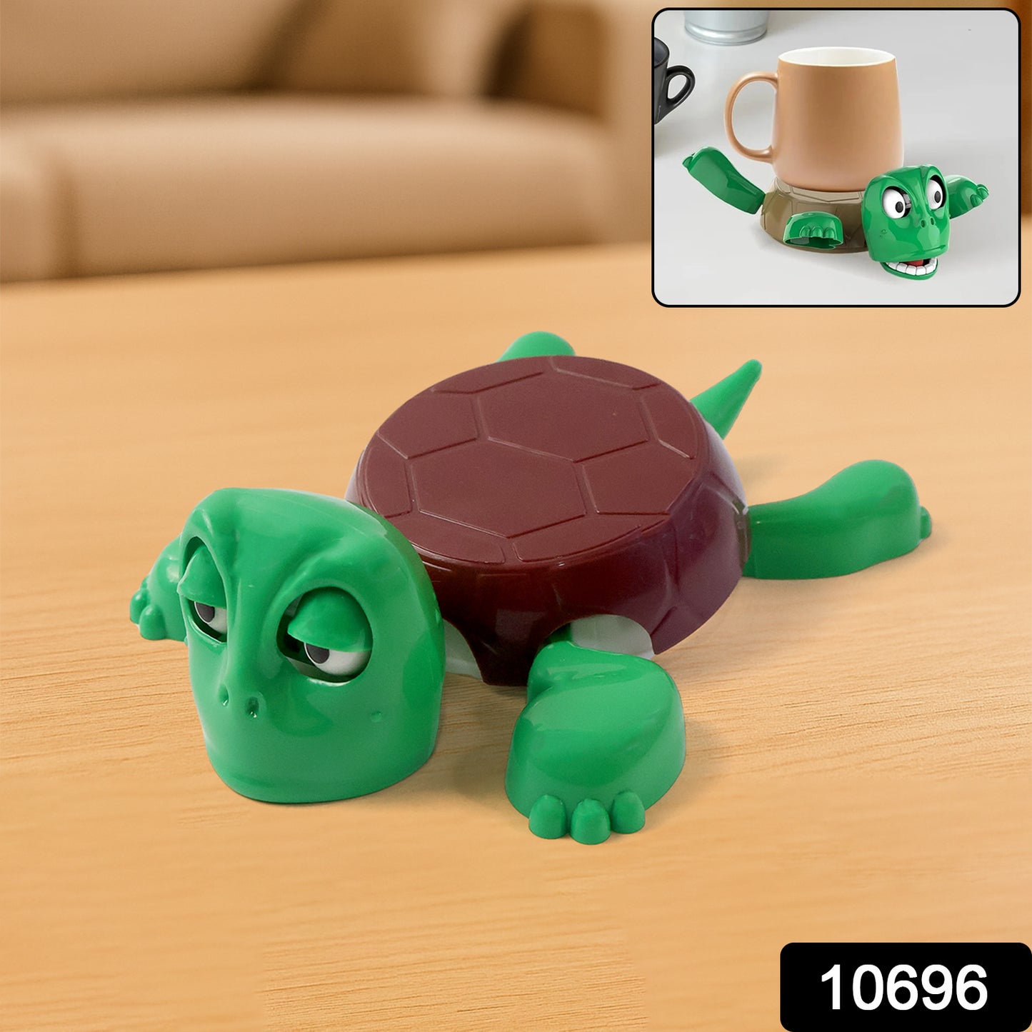 Cute plastic turtle cup coaster from Wukusy, featuring a charming turtle design ideal for protecting surfaces in the home or kitchen.