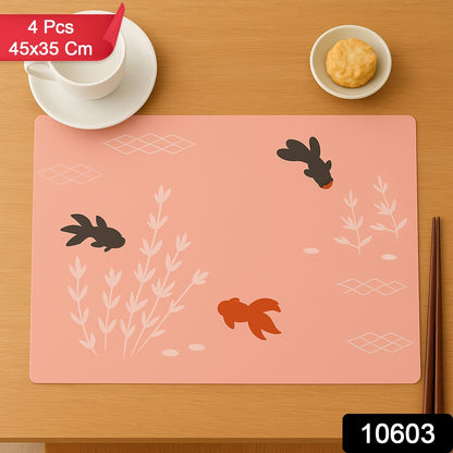 Set of four Wukusy decorative dining table placemats with elegant design, measuring 45x35 cm, for home and kitchen use.