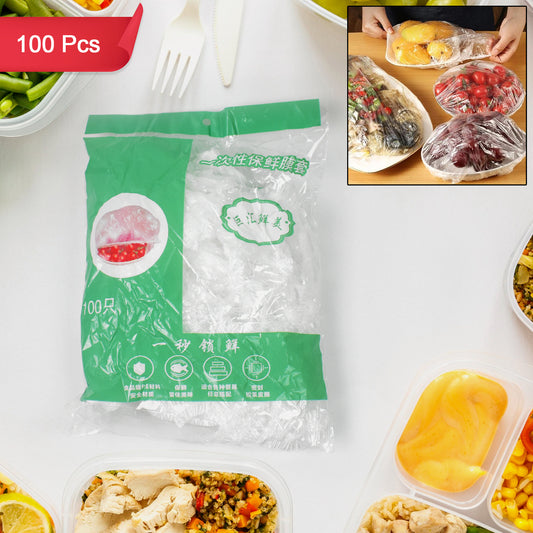 Set of 100 disposable elastic food storage covers bags by Wukusy, large size, for keeping food fresh in home and kitchen use.