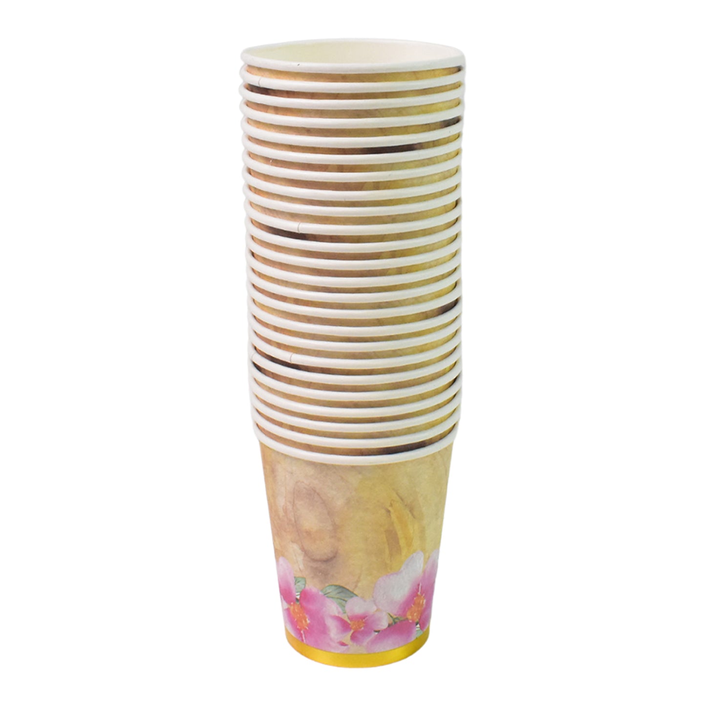 Set of 24 Wukusy disposable paper cups for tea and coffee in mixed colors and designs, perfect for home and kitchen use.