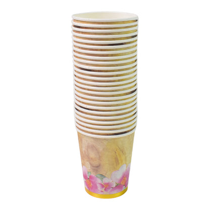 Set of 24 Wukusy disposable paper cups for tea and coffee in mixed colors and designs, perfect for home and kitchen use.