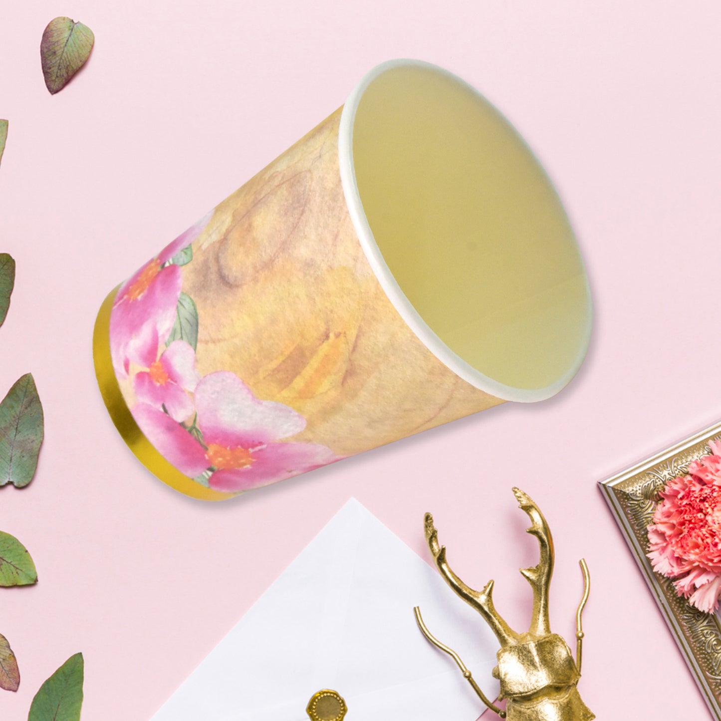 Set of 24 Wukusy disposable paper cups with colorful mixed designs for tea and coffee, ideal for home and kitchen use.