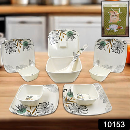Wukusy Divine Lunch Tableware Dinner Set with 11 pieces, includes plates and bowls for home and kitchen use.