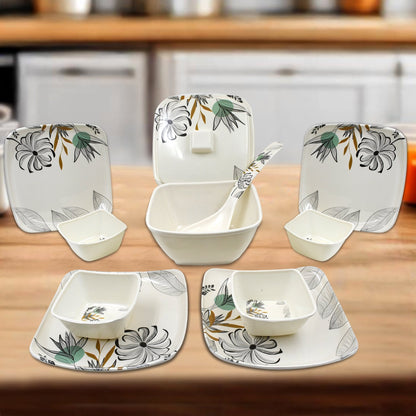 Wukusy Divine Lunch Tableware Dinner Set with 11 pieces, including plates, bowls, and cups, for stylish home dining.