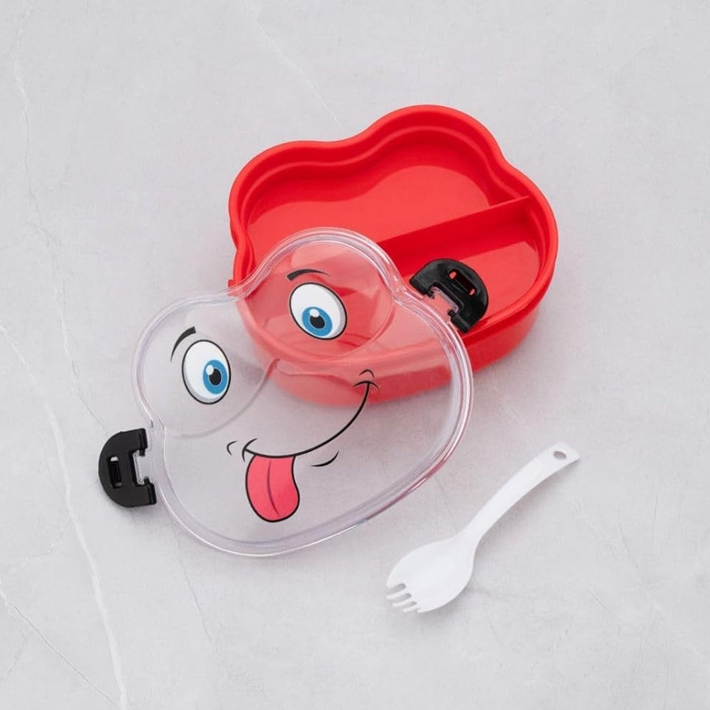 Double layer froggy shape lunch box with spoon, colorful plastic container for kids' meals from Wukusy.