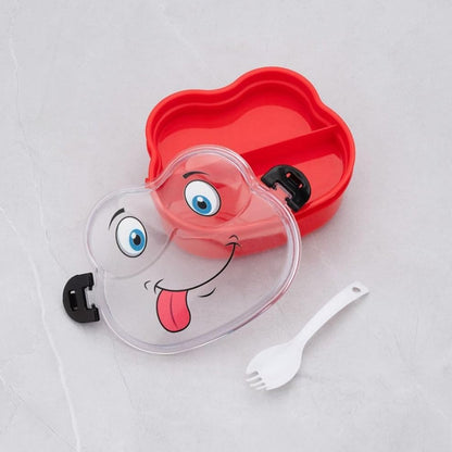 Double layer froggy shape lunch box with spoon, colorful plastic container for kids' meals from Wukusy.