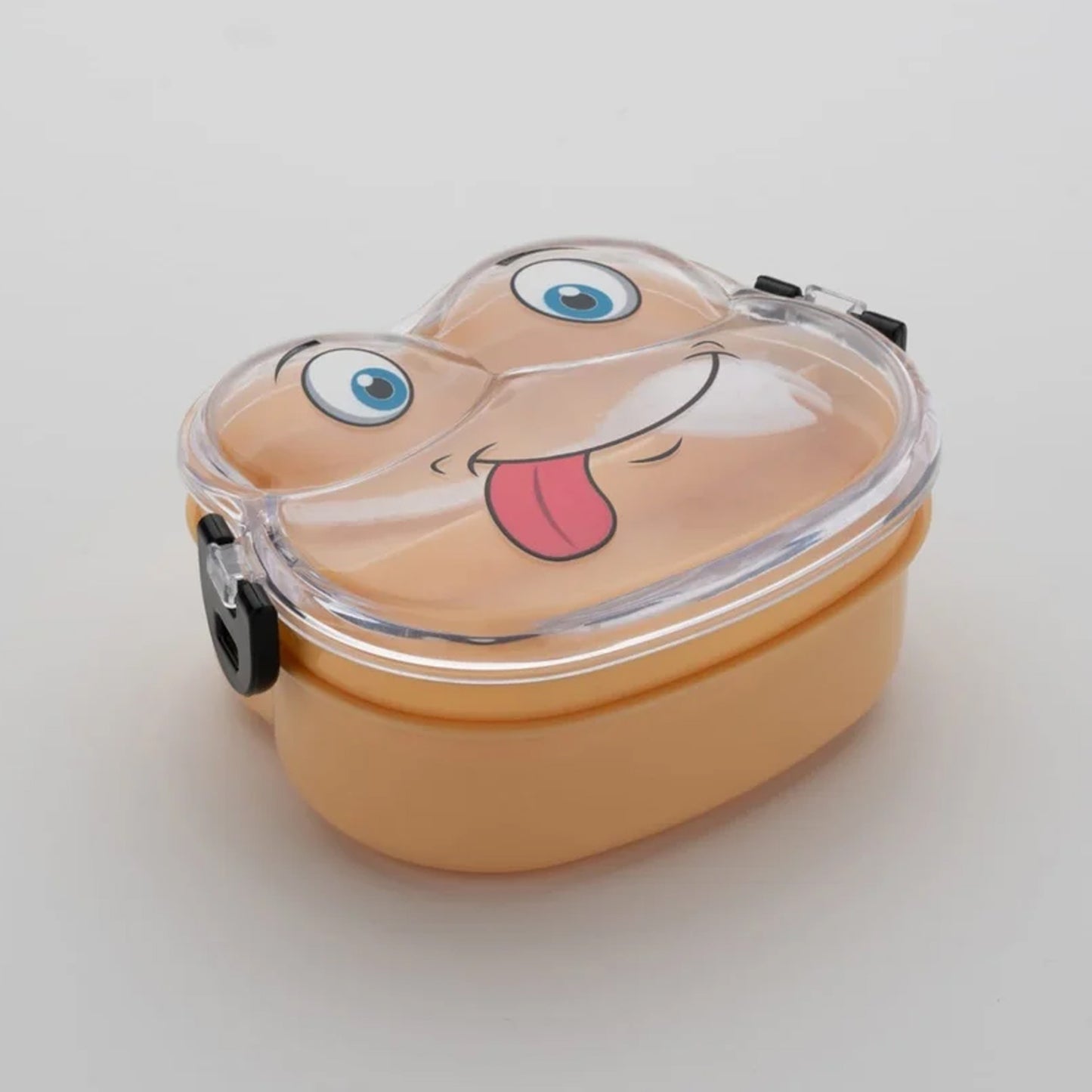 Double layer froggy-shaped lunch box with spoon, colorful mix, perfect for home or kitchen use by Wukusy.