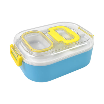Durable plastic kids' lunch box with 2-in-1 spoon and fork, Wukusy home and kitchen storage container for children