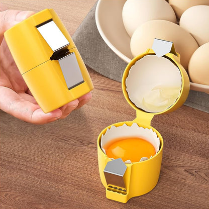 Wukusy handheld egg shell opener and cracker tool for raw eggs, designed for easy shell removal in home and kitchen use.