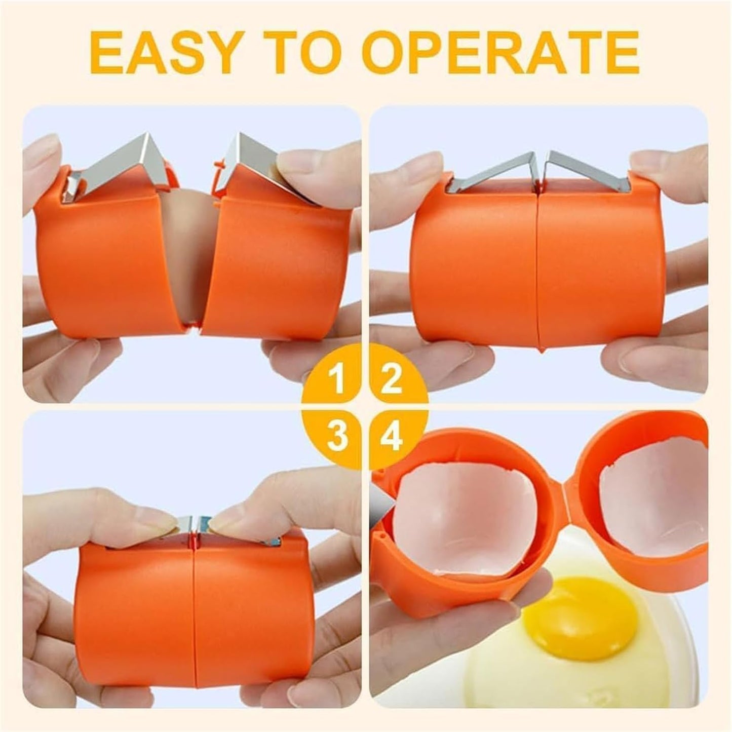 Wukusy handheld egg shell opener and cracker tool for raw eggs, made of durable plastic, designed for easy egg shell removal.