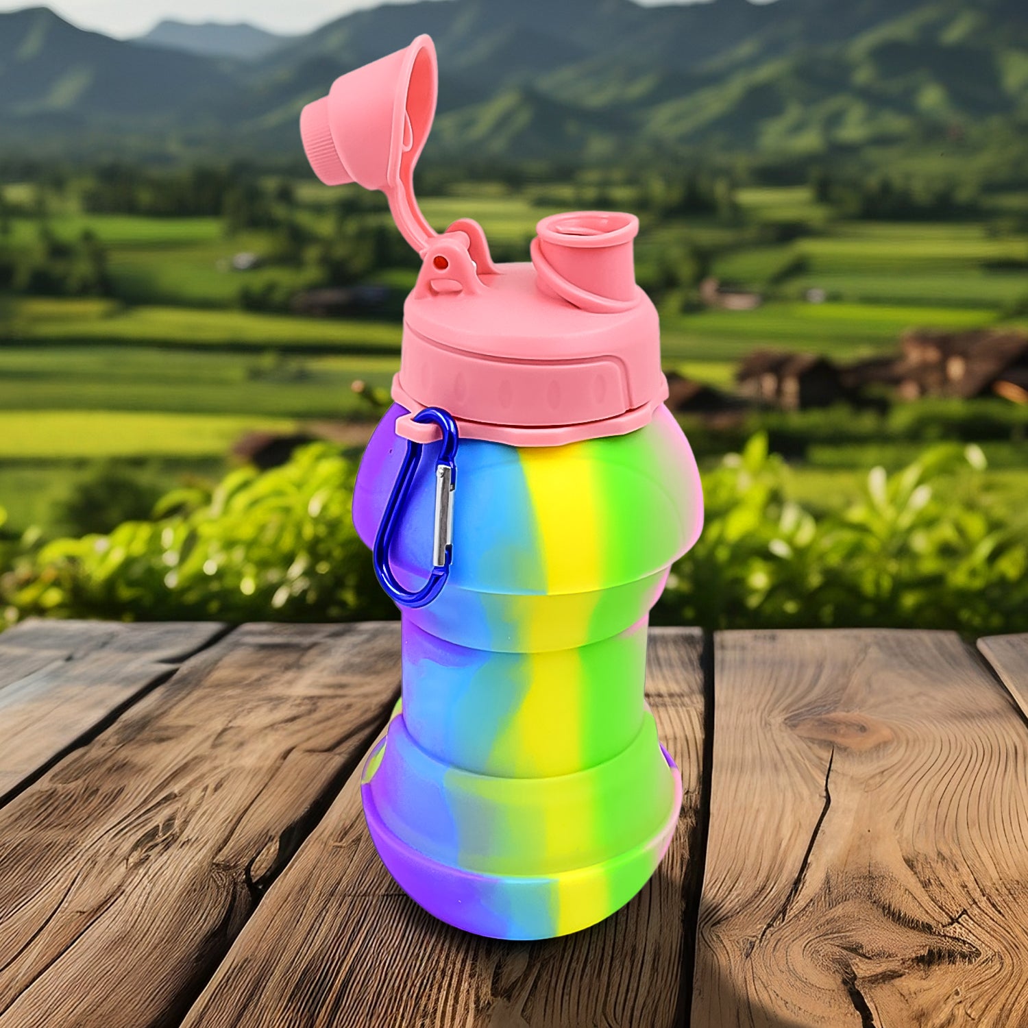 Wukusy flexible collapsible silicone sports water bottle, 260 ml, 20 cm tall, ideal for home and outdoor use.