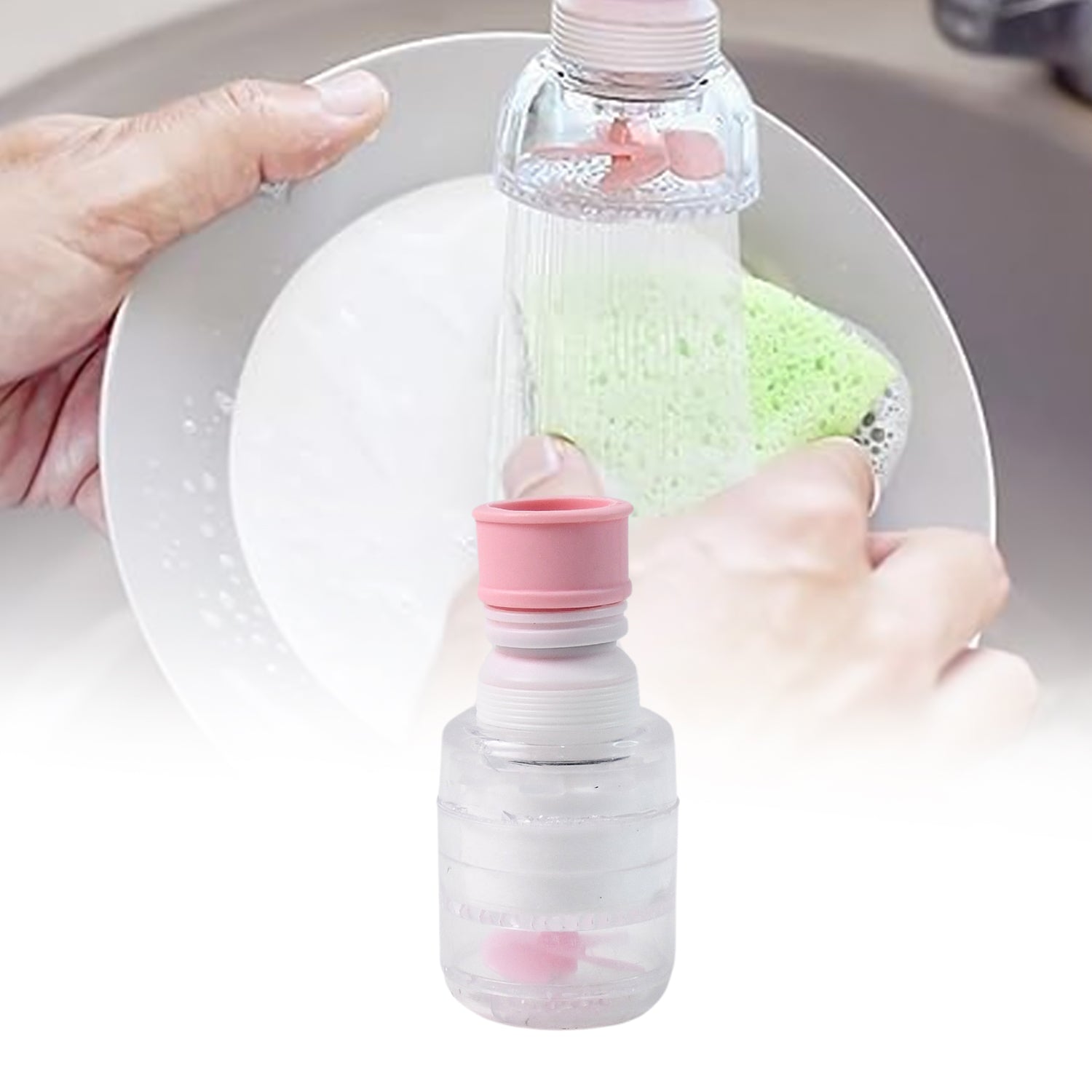 Flexible plastic faucet extender by Wukusy, designed for easy installation and extended reach on kitchen or bathroom faucets.