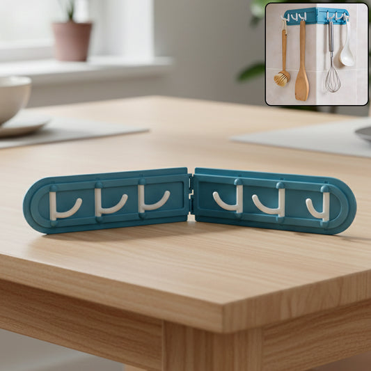 Wall-mounted foldable rotating hook rack from Wukusy, designed for versatile home and kitchen storage with multiple hooks.