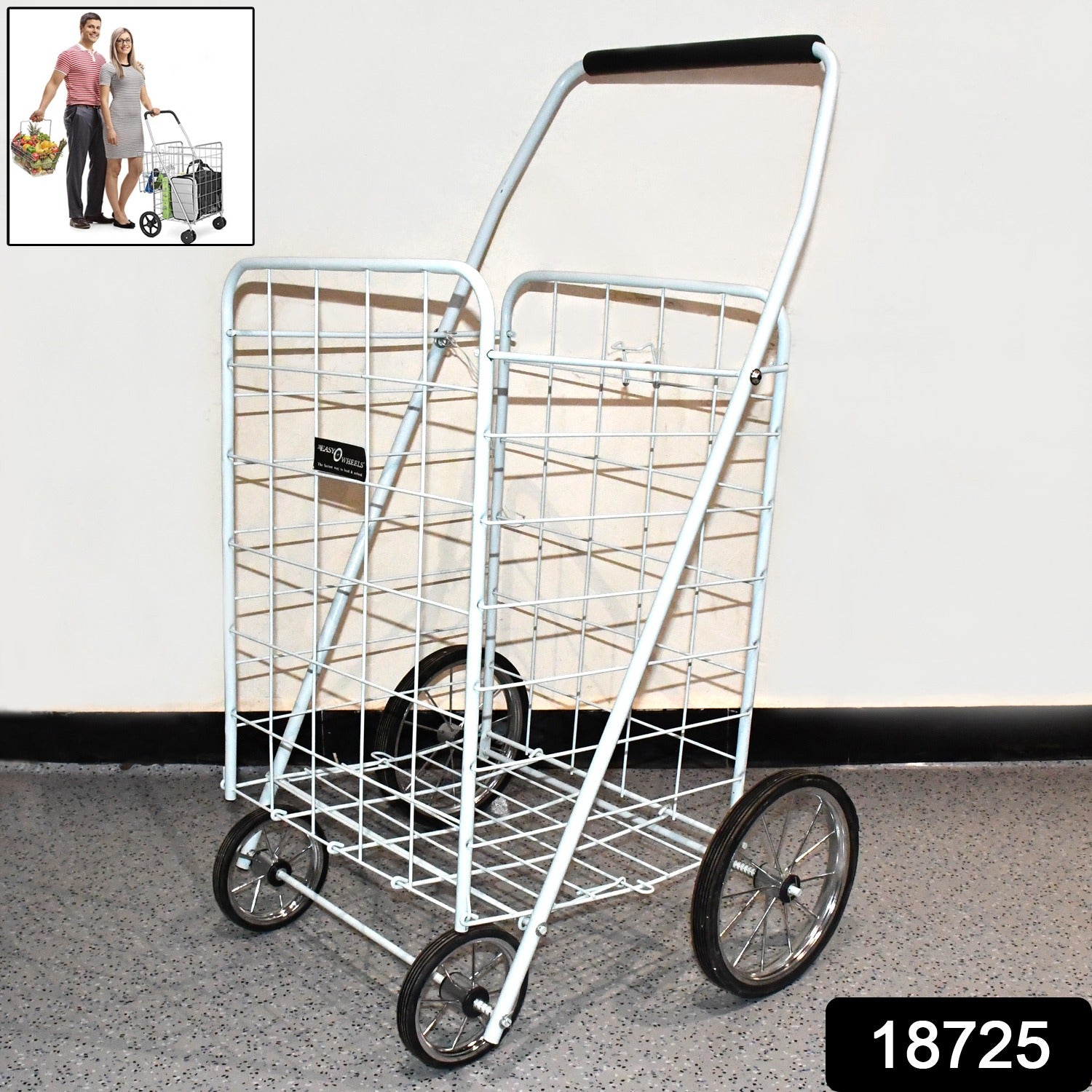 Wukusy foldable shopping trolley with wheels, set of 2, portable home and kitchen utility carts with handle and wheels for easy transport.