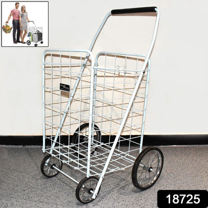 Wukusy foldable shopping trolley with wheels, set of 2, portable home and kitchen utility carts with handle and wheels for easy transport.