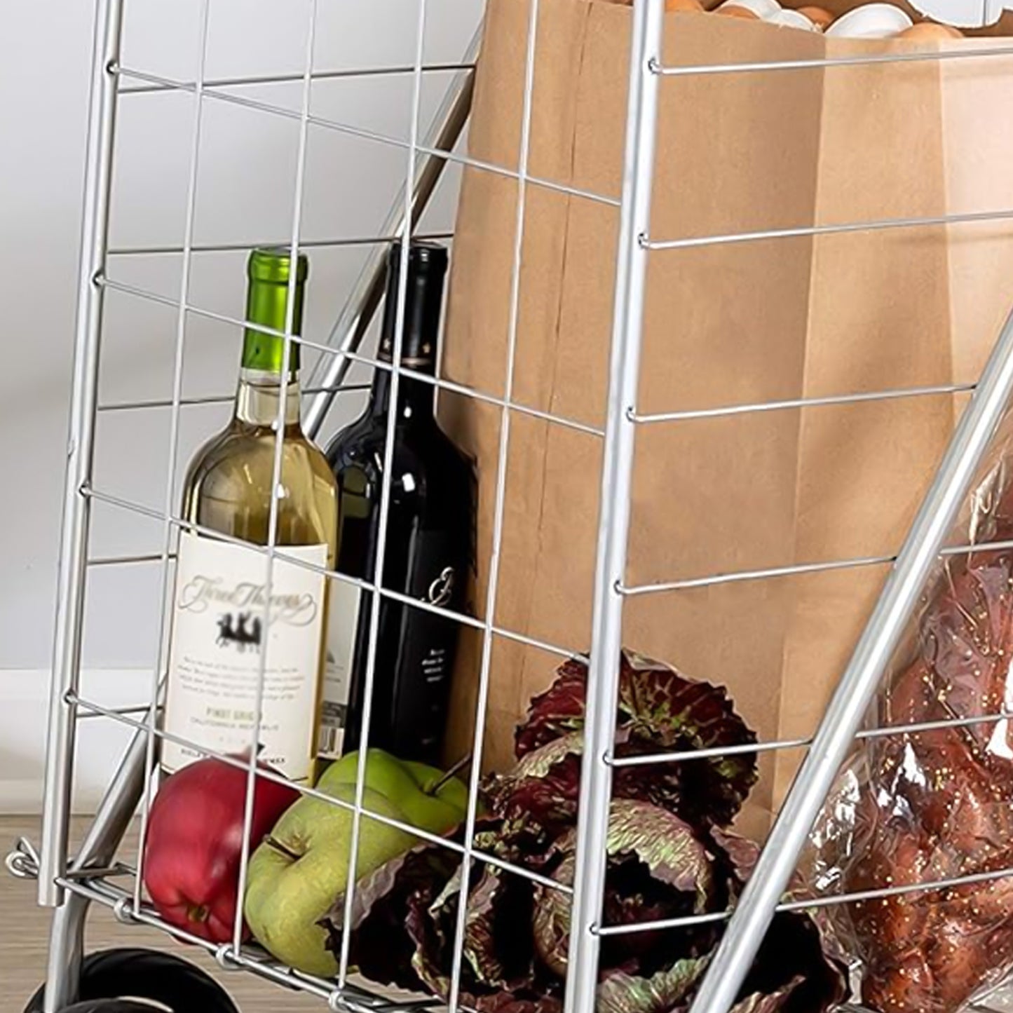 Two Wukusy foldable shopping trolleys with wheels, portable and convenient for home and kitchen shopping needs.