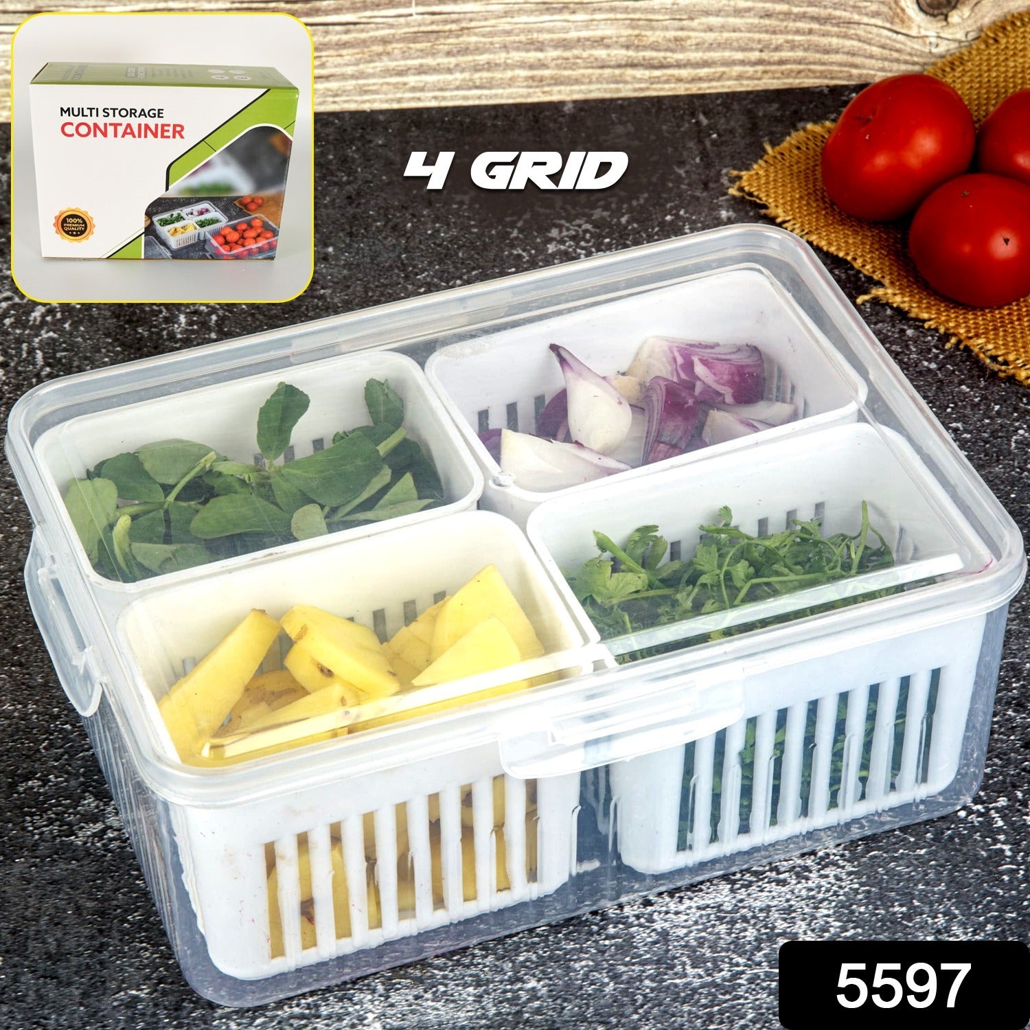 Wukusy fridge storage box for vegetables and food, with draining crisper design, ideal for freezer and kitchen storage.