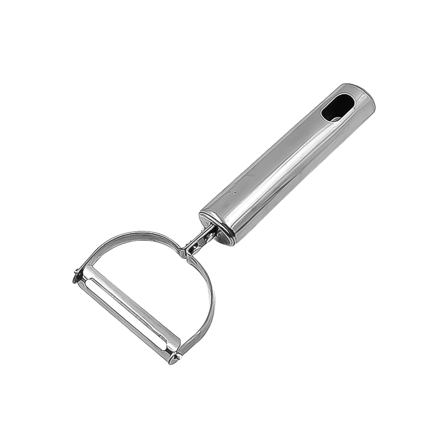 Wukusy fruit and vegetable peeler tool for easy peel removal, shown on a kitchen countertop with peeled produce nearby.