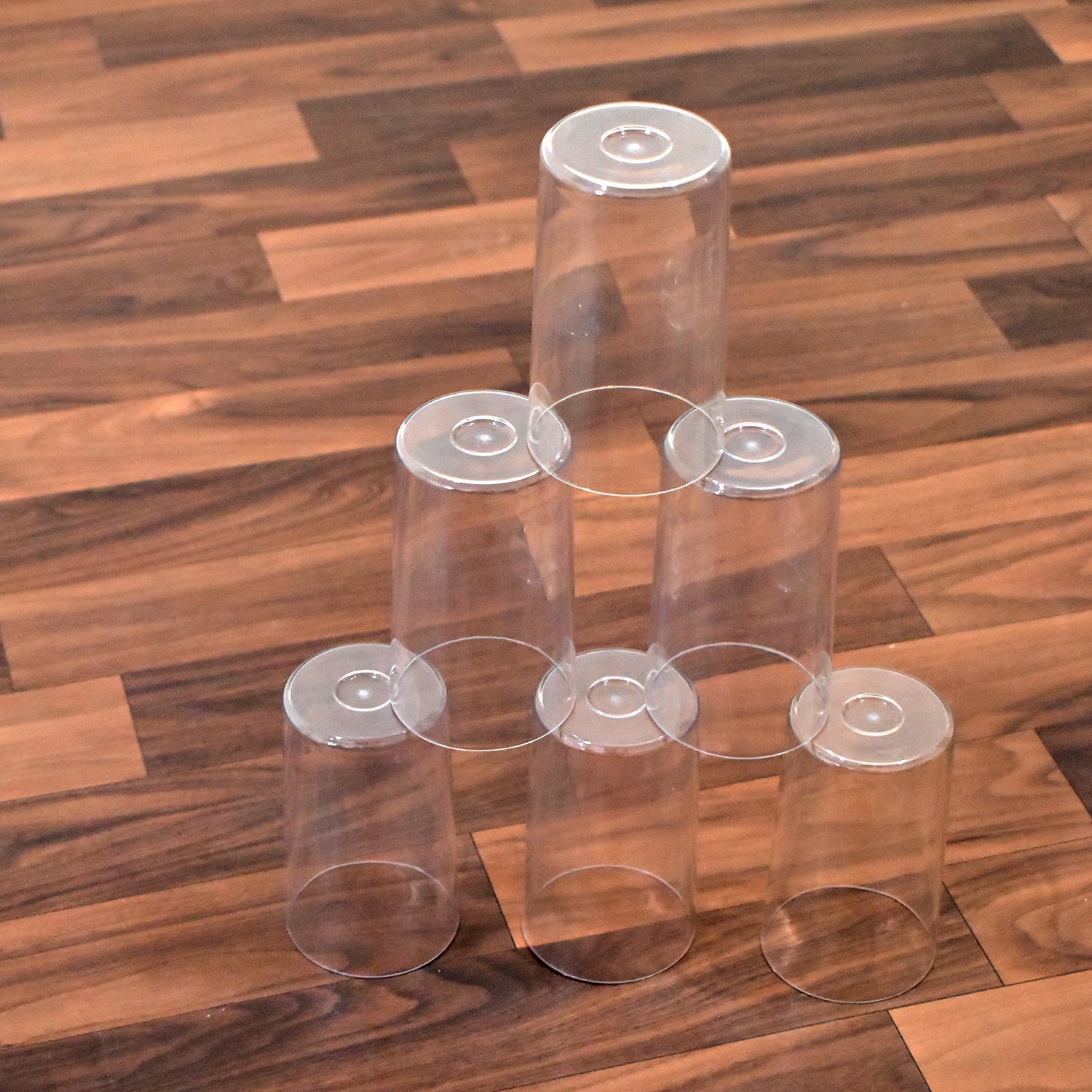 Set of six Ganesh-themed glass tumblers, 350ml each, by Wukusy, suitable for home and kitchen use.