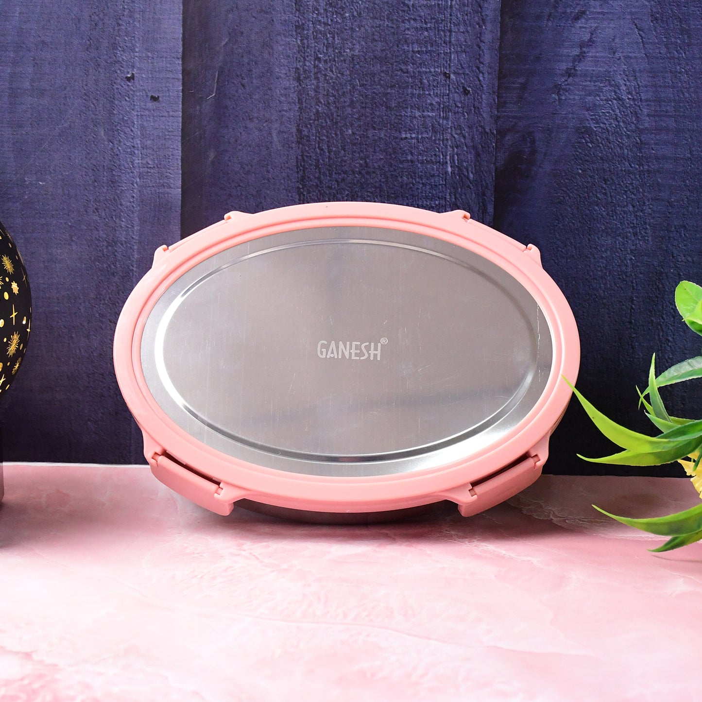 Wukusy Ganesh Classy 2-piece stainless steel lunch box set featuring durable, eco-friendly containers for lunch and snacks.