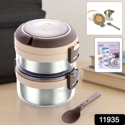 Wukusy Ganesh Steko-2 stainless steel insulated double-layer lunch box set for home and kitchen storage