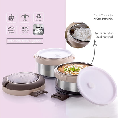 Wukusy Ganesh Steko-2 double-layer stainless steel insulated lunch box set for home and kitchen use.