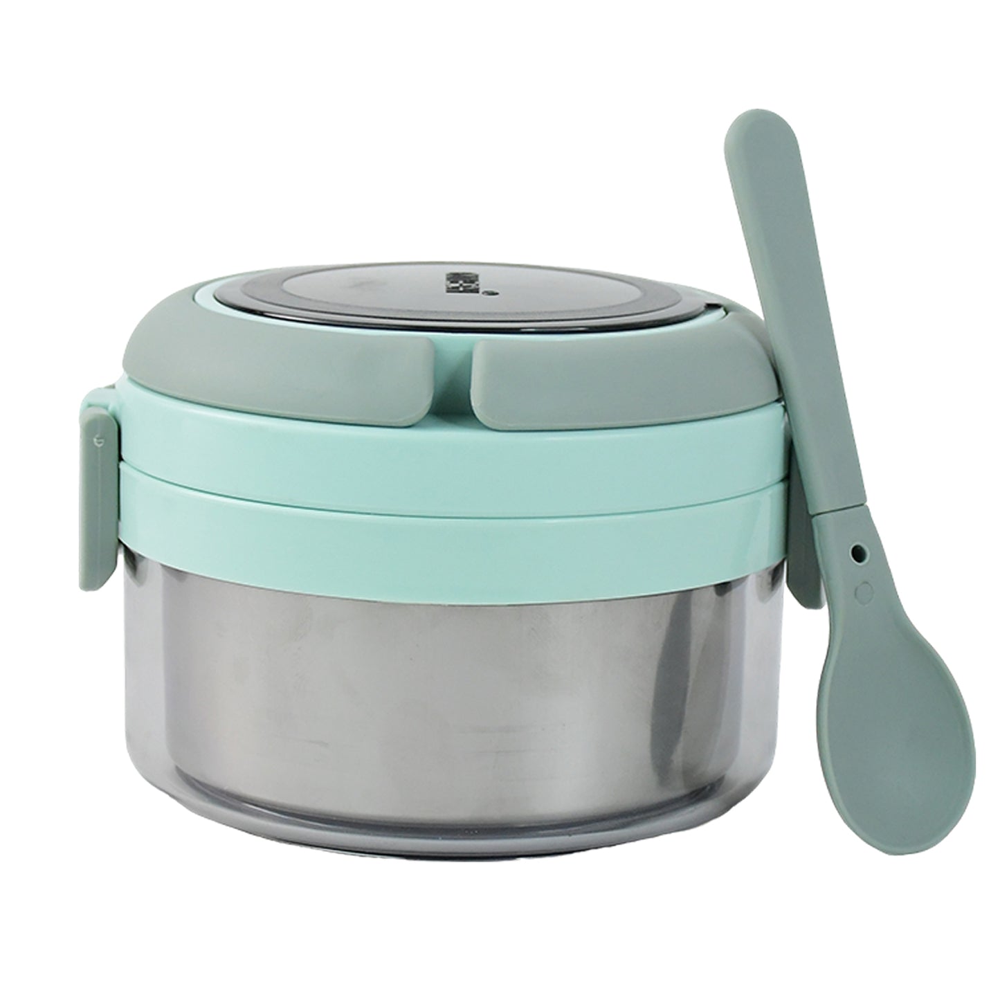 Wukusy Ganesh Tiara 400ml stainless steel insulated lunch box with leakproof lid and folding spoon, ideal for home and kitchen use.