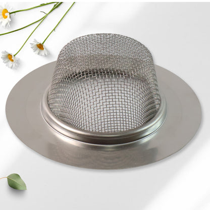 Wukusy hair catcher and sink strainer in silver, designed to trap hair and debris in kitchen or bathroom sinks.