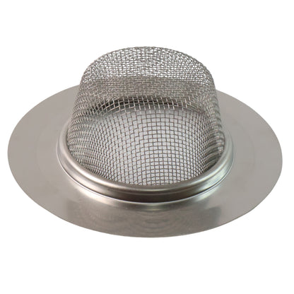 Wukusy hair catcher and sink strainer for kitchen sink drain, black plastic with fine mesh for trapping hair and debris.