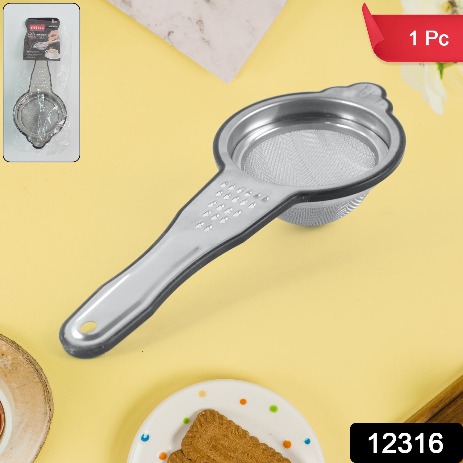 Wukusy heavy-duty stainless steel fine mesh tea strainer for home and kitchen use, with a durable design for filtering loose tea leaves.